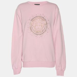 Versace Pink Knit Embellished Medusa Sweatshirt 14 Years